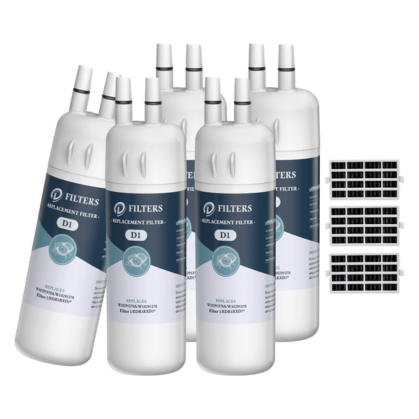 5pk Drop Filter 1, W10295370A EDR1RXD1 Refrigerator Water Filter with Air Filter by Dfilters