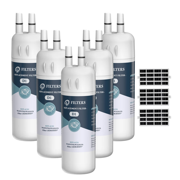 5pk EDR1RXD1 W10295370A 9081 Refrigerator Water Filter with Air Filter by Dfilters