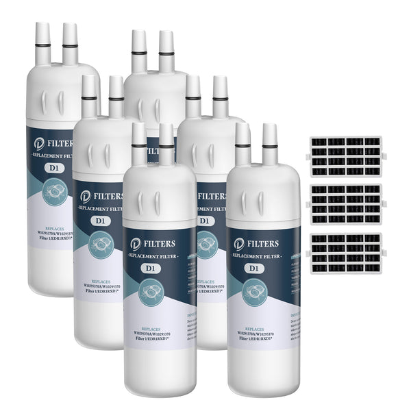 6pk EDR1RXD1 W10295370A 9081 Refrigerator Water Filter with Air Filter by Dfilters